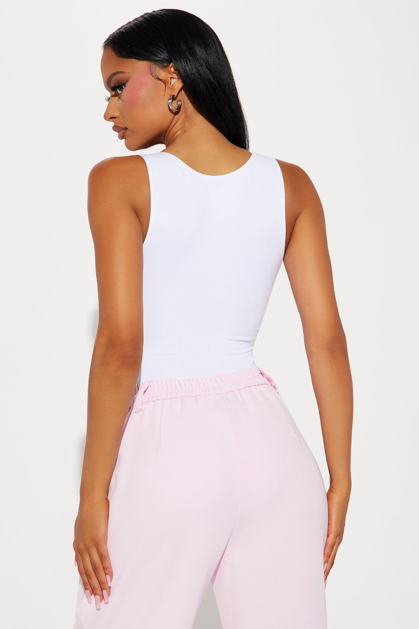 Serena Scoop Neck Double Layered Bodysuit - White Product Image