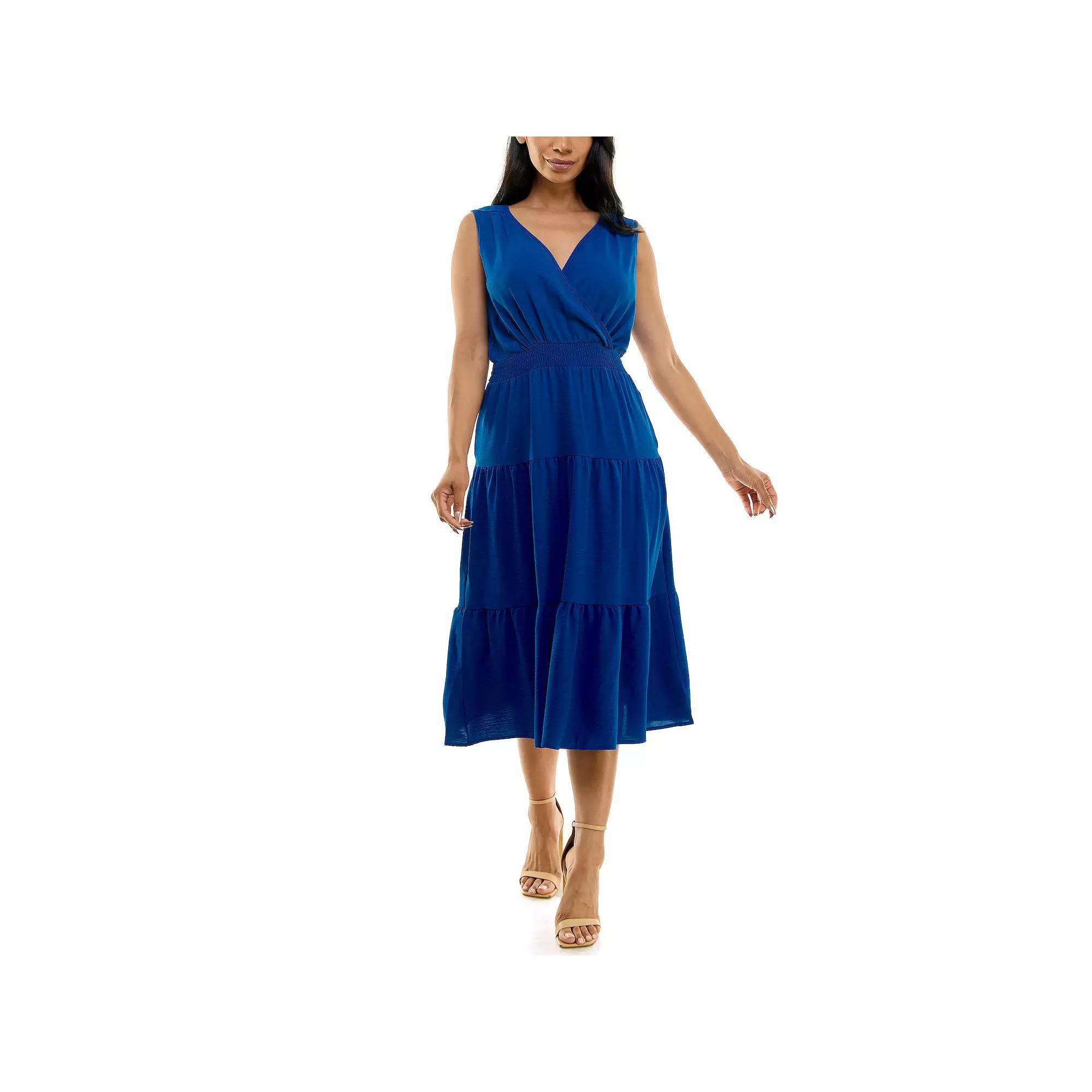 Women's Nina Leonard Tiered Smocked Midi Dress,  Product Image