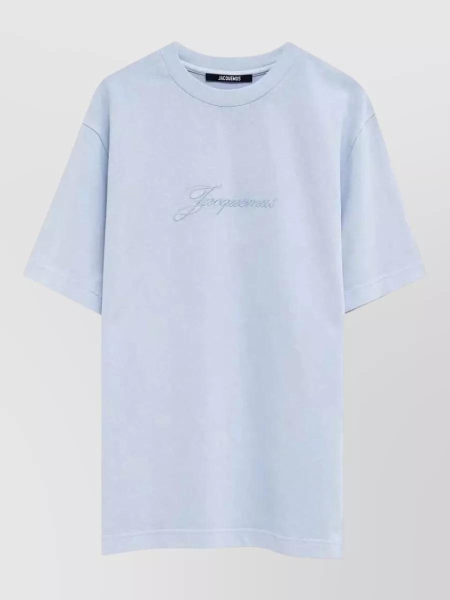 JACQUEMUS Mens Blue Pigmento Log-embroidered Cotton T-shirt Xl Product Image