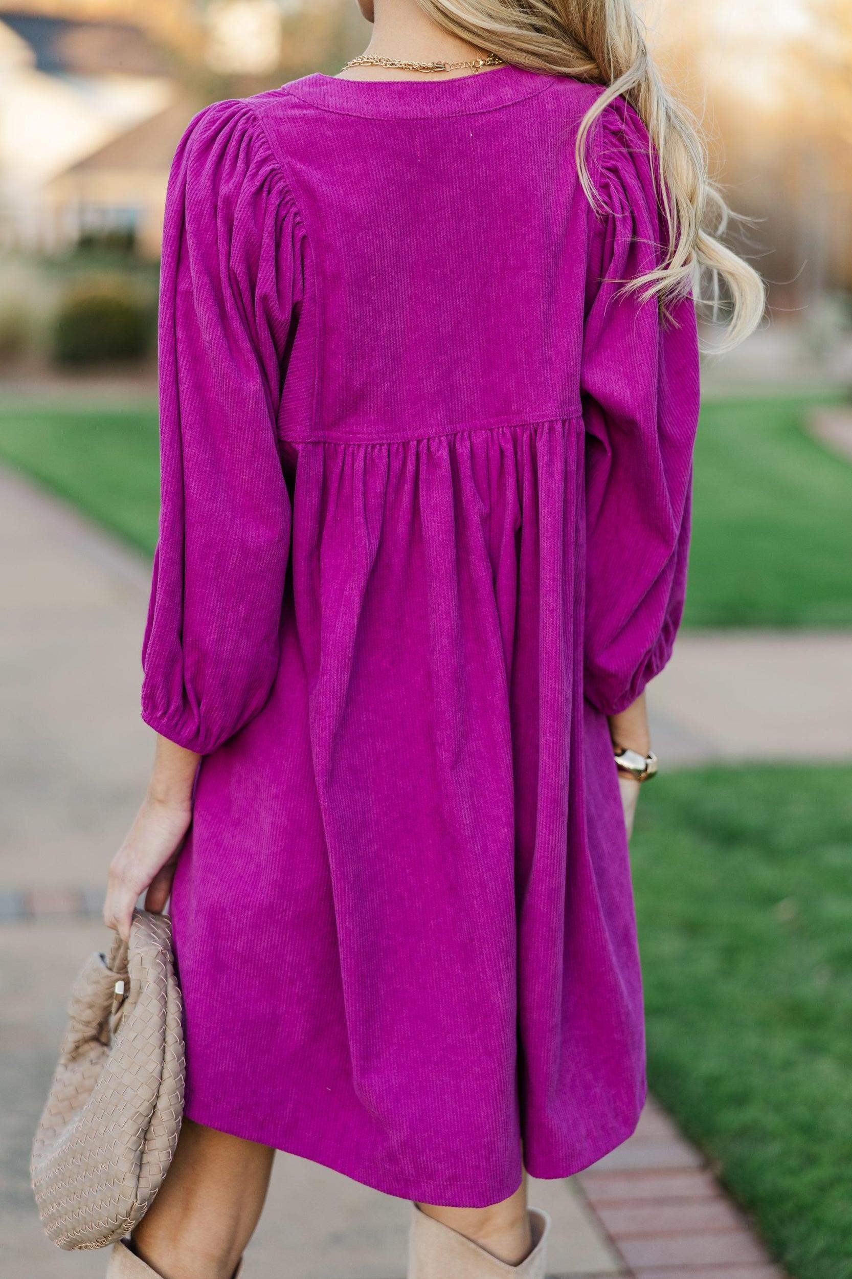 That's All You Magenta Pink Corduroy Dress Female Product Image