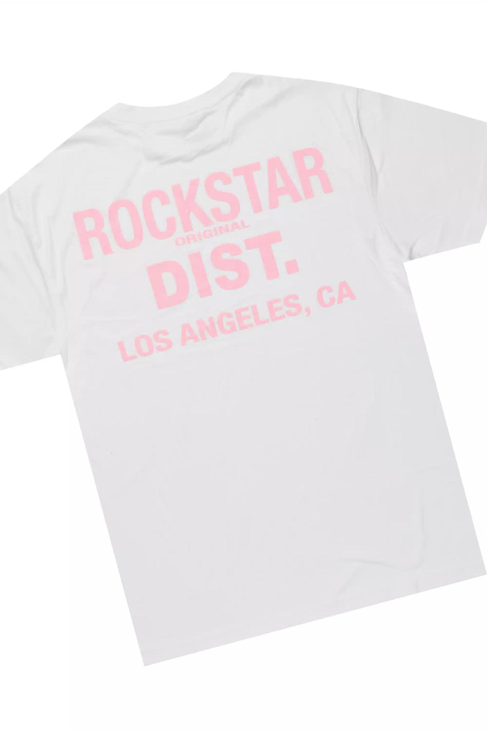 Jelissa White/Pink T-Shirt Short Set Female Product Image