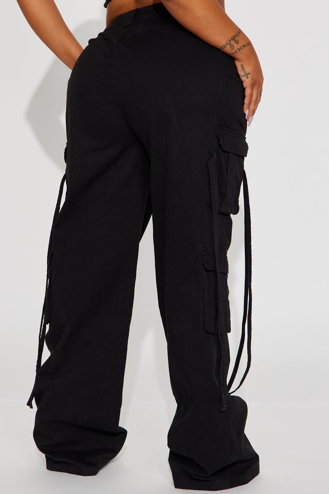 Tall Golden Hour Wide Leg Cargo Pant - Black Product Image