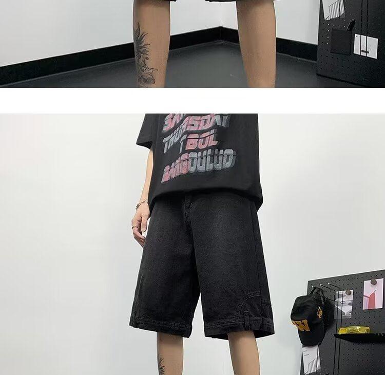 Mid Rise Washed Panel Jorts Product Image