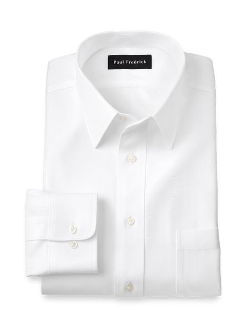 Non-Iron Cotton Herringbone Point Collar Dress Shirt - White Product Image
