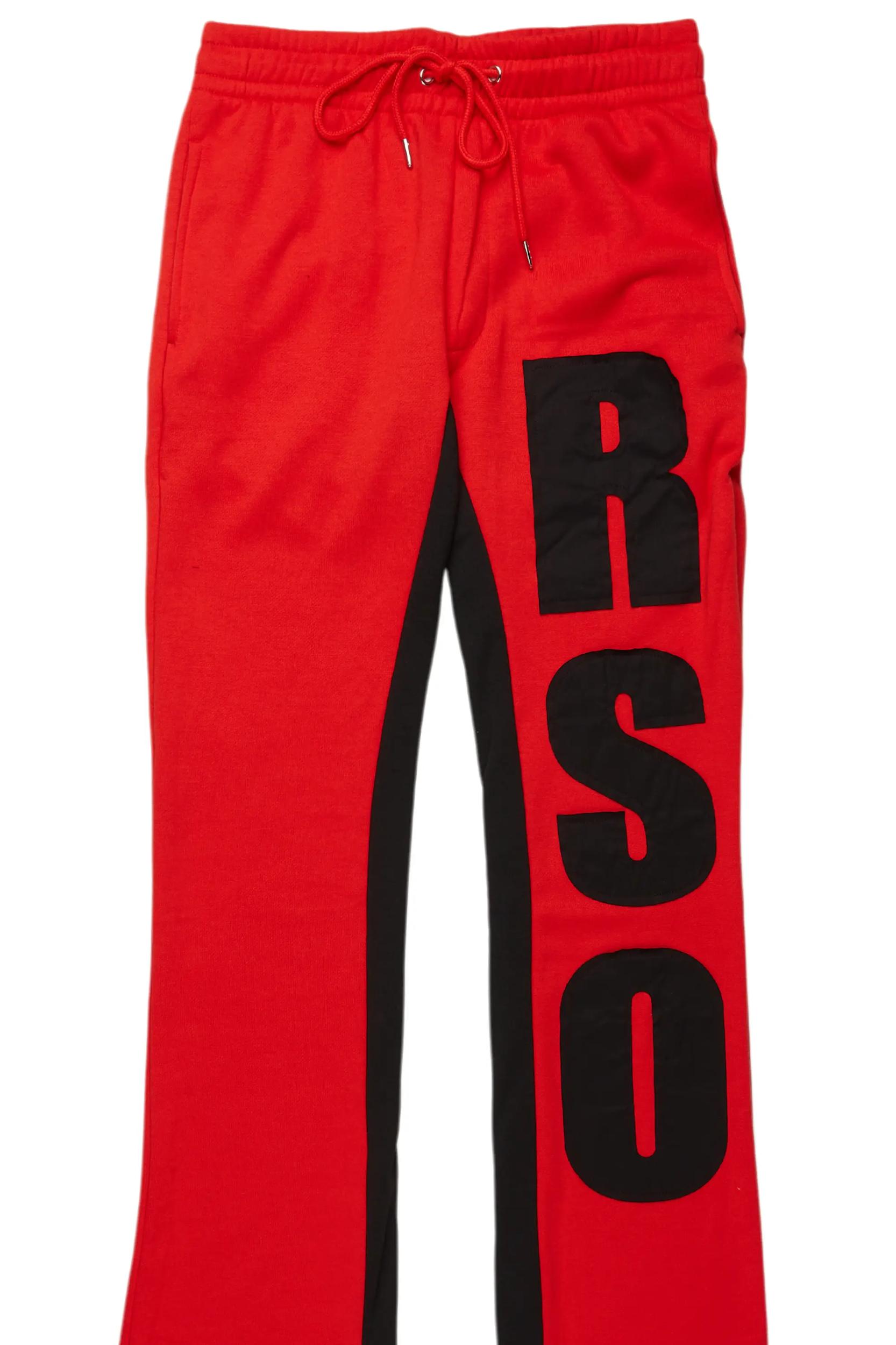 Uko Red Stacked Baggy Track Pant Male Product Image