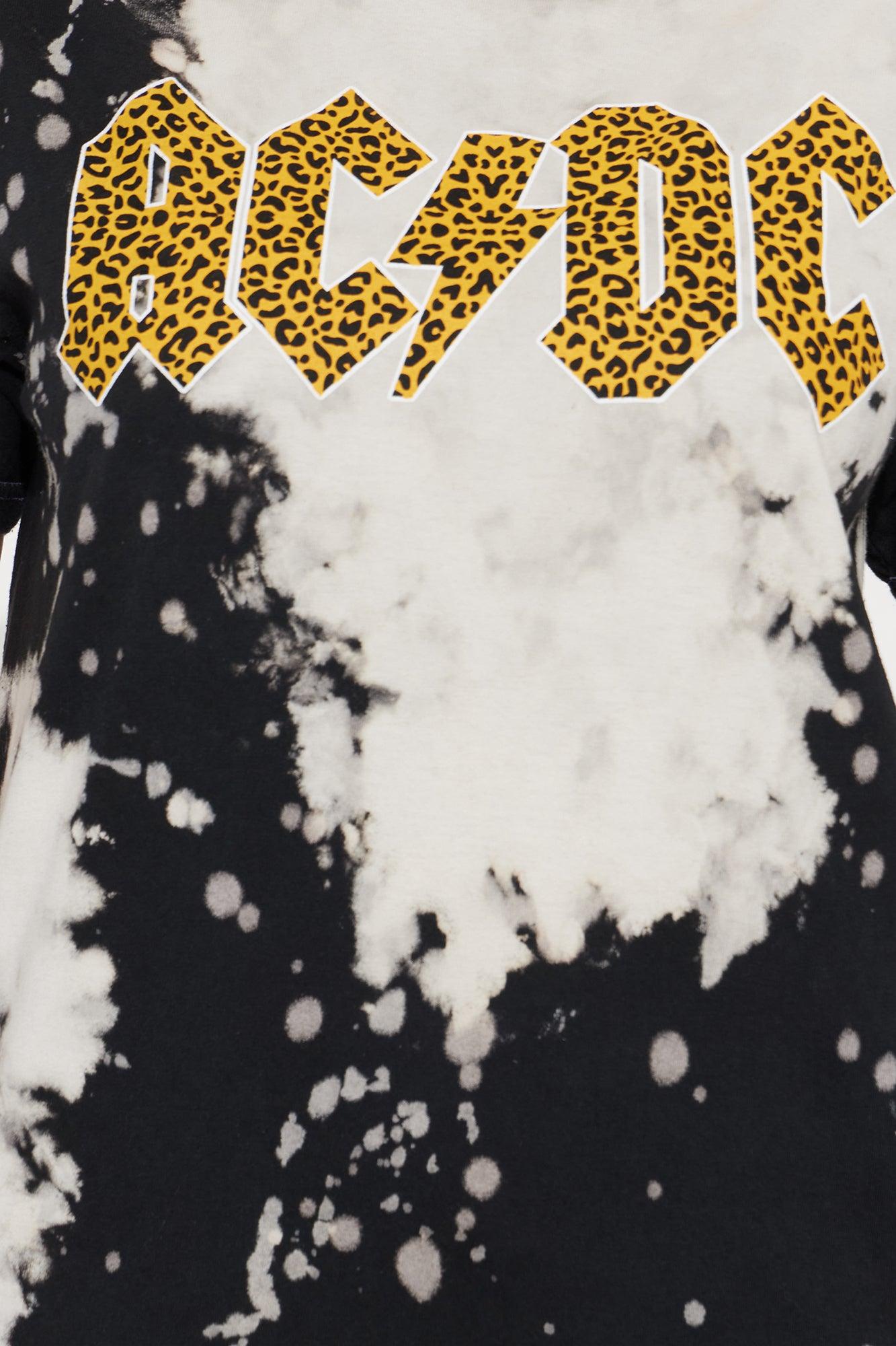 ACDC Euro Tour Tie Dye Washed Oversized Tee - Black Female Product Image