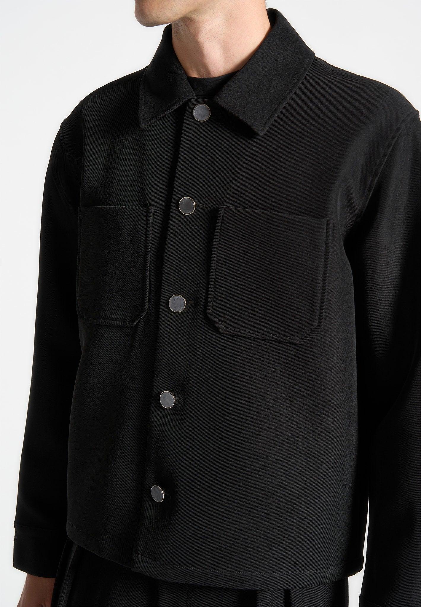Benoit - Twill Pocket Cropped Shirt - Black Male Product Image