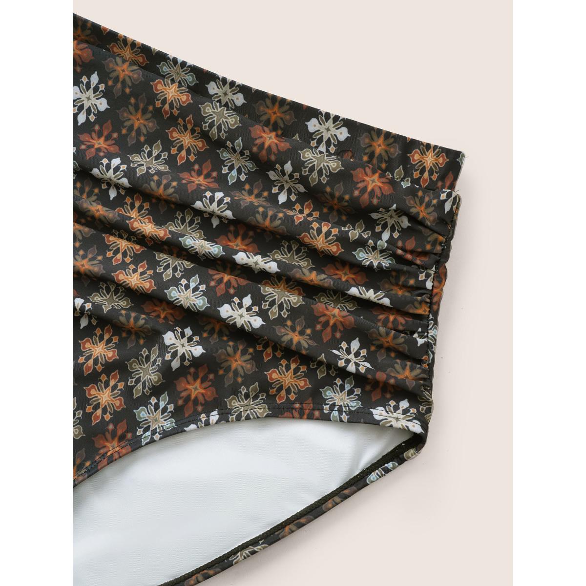 Plus Size Bandana Print Gathered High Rise Swim Bottom Women's Swimwear Black Beach Non High stretch Skinny High Rise Curve Swim Bottoms BloomChic 14-16/1X Product Image