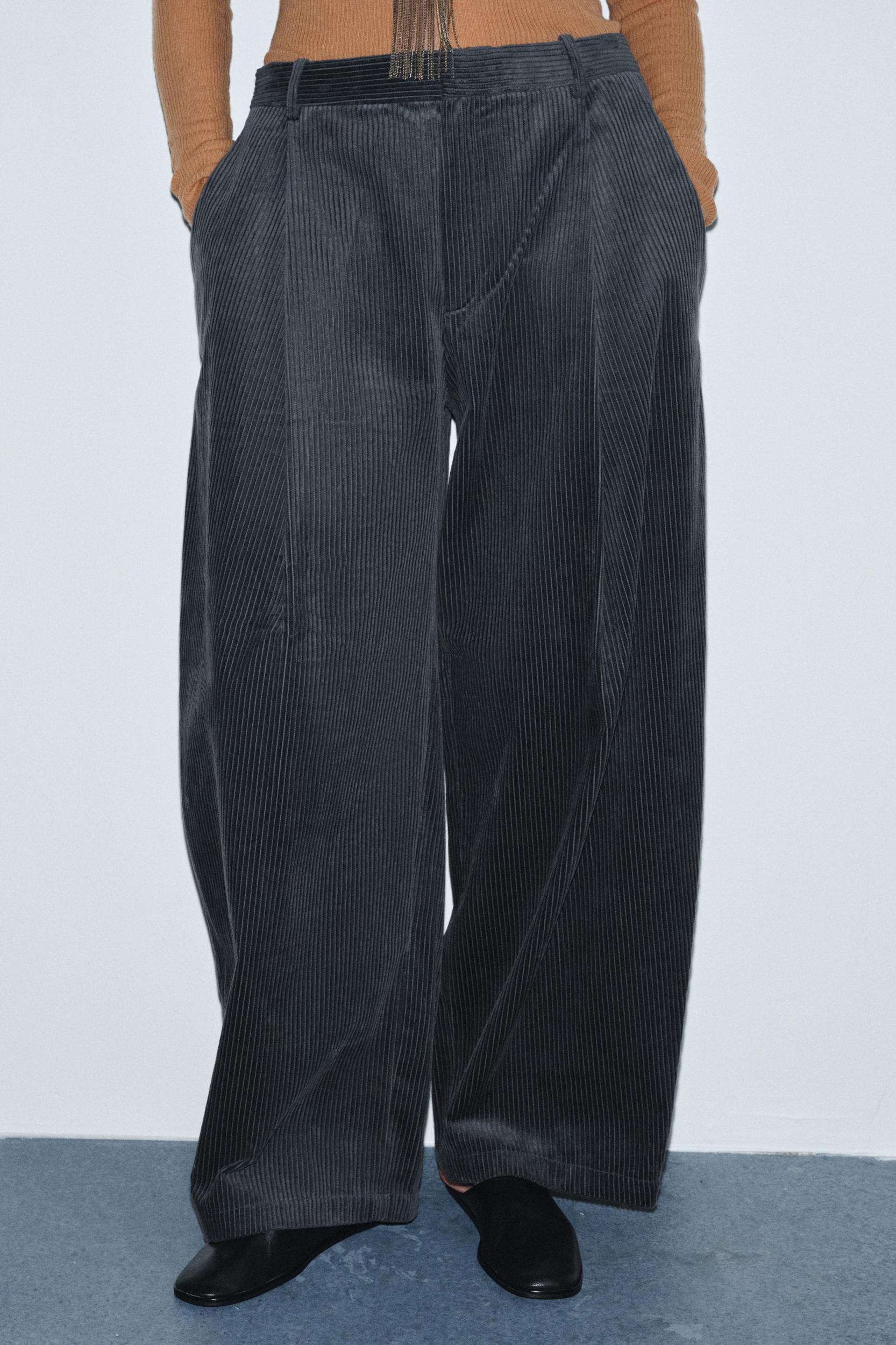 CORDUROY PLEATED PANTS ZW COLLECTION Product Image