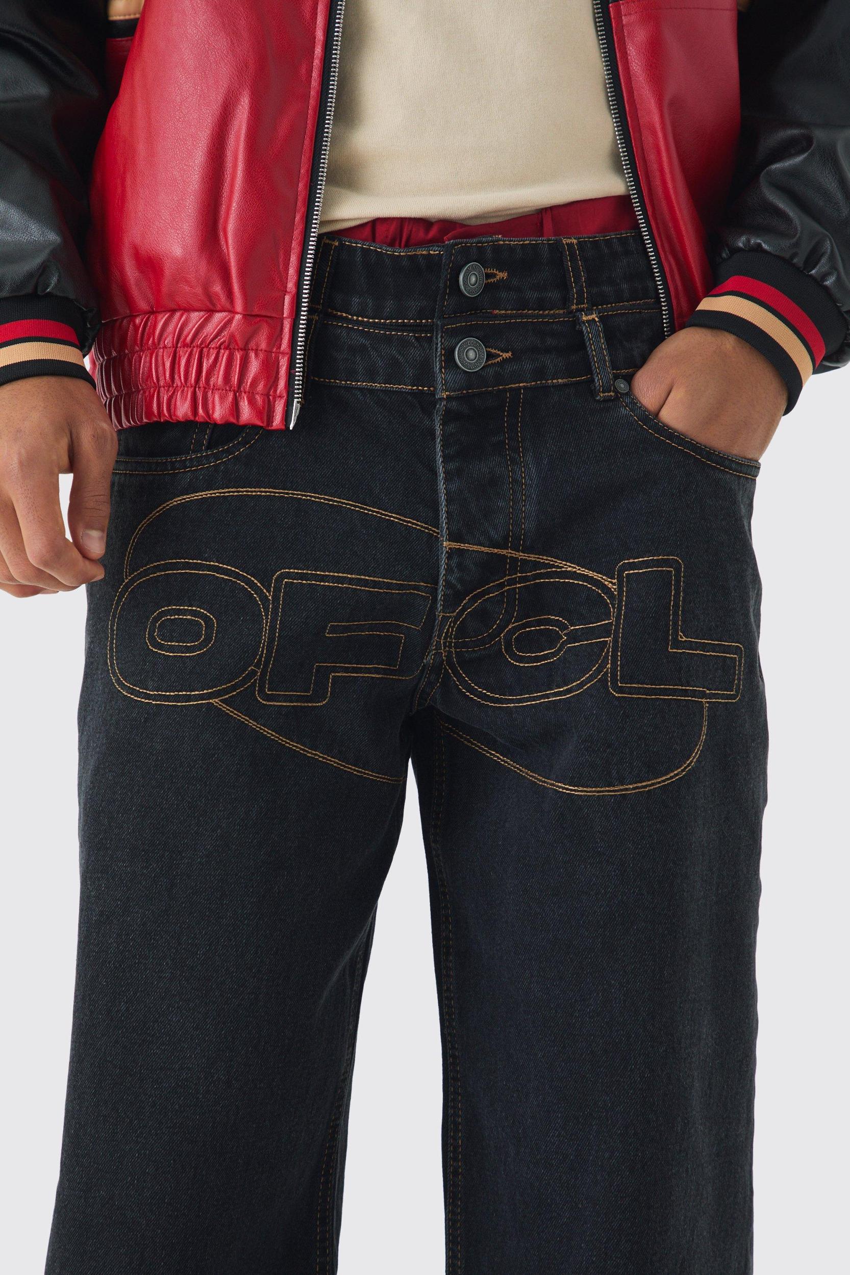 Extreme Baggy Rigid Boxer Double Waistband Jeans | boohooMAN USA Product Image