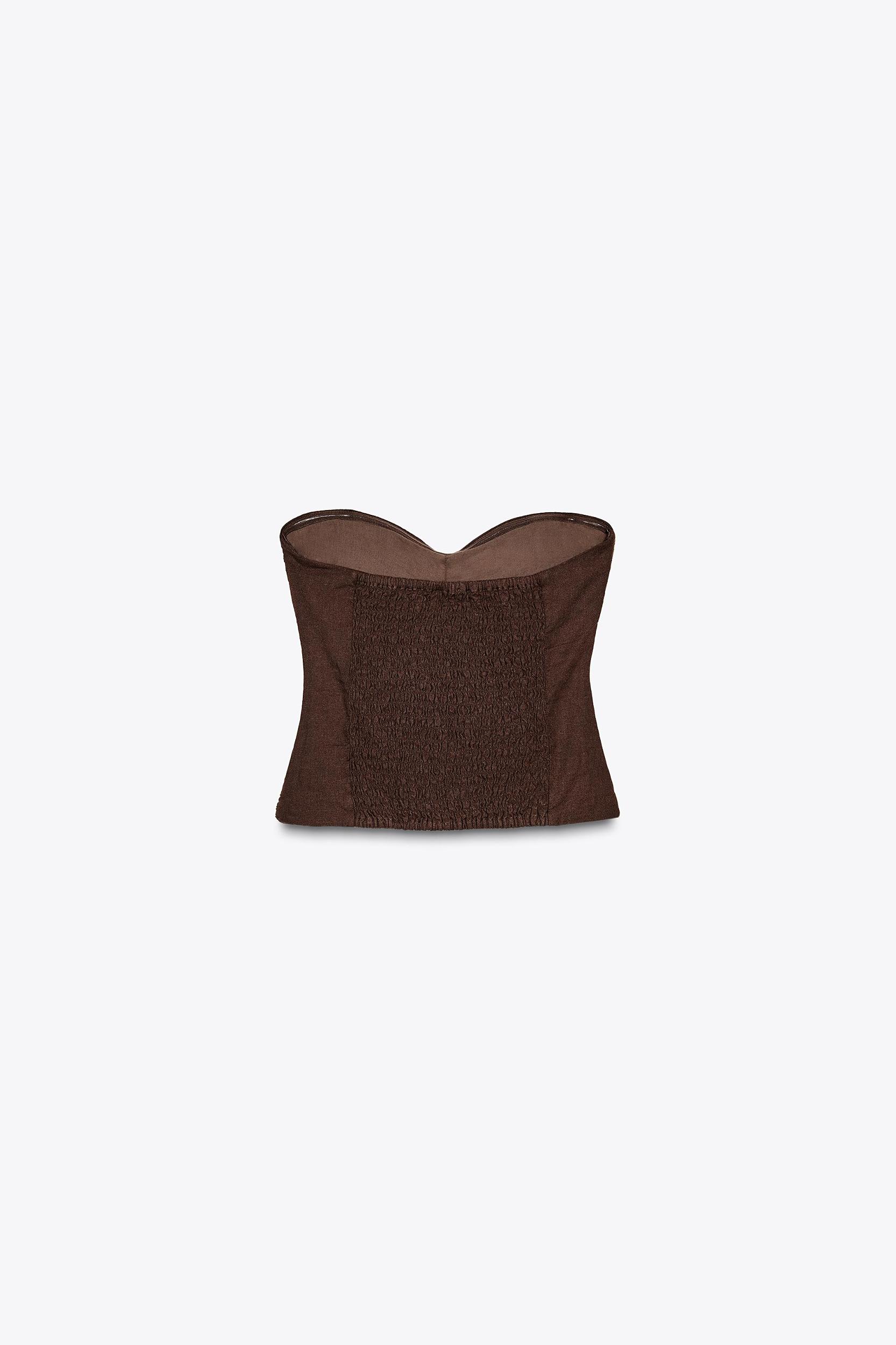 LINEN RUCHED BUSTIER TOP Product Image