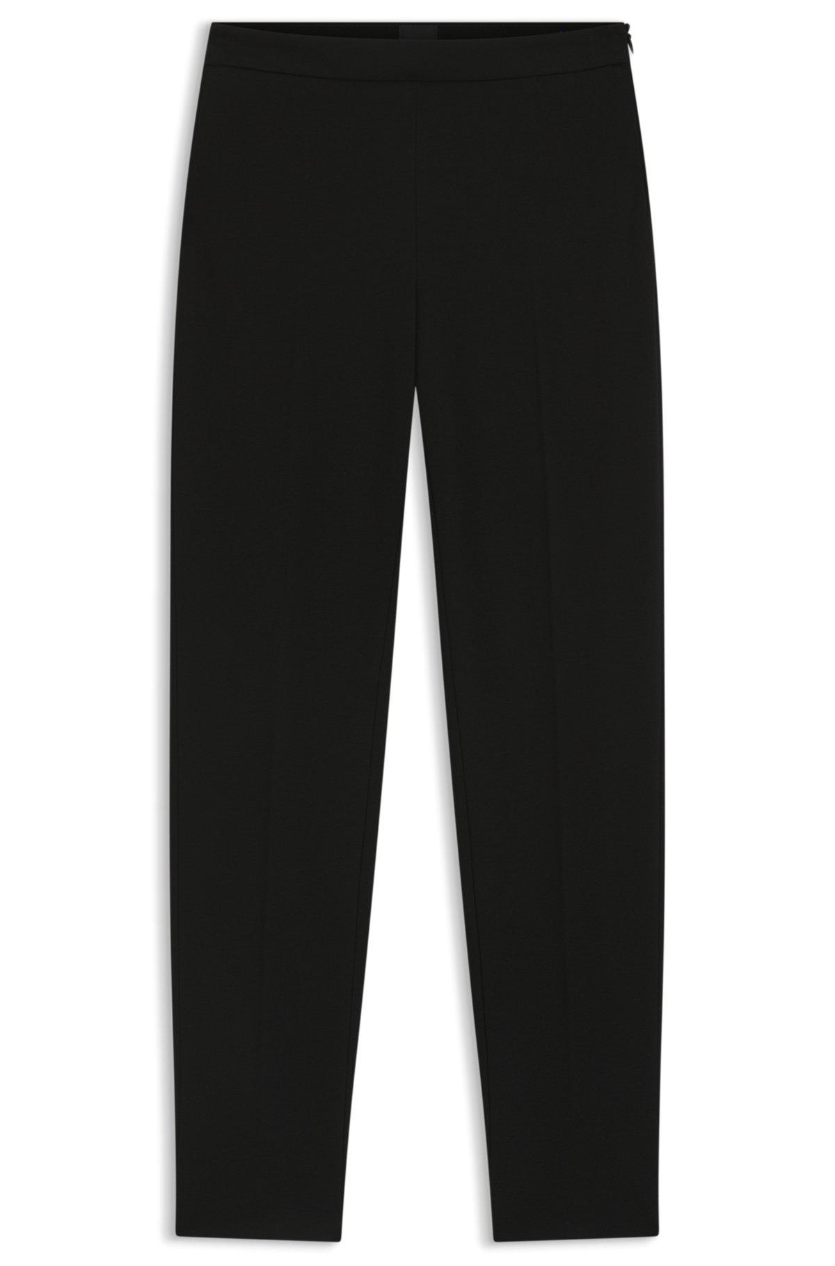 BOSS - Regular-fit trousers in stretch fabric with tapered leg - Black Product Image