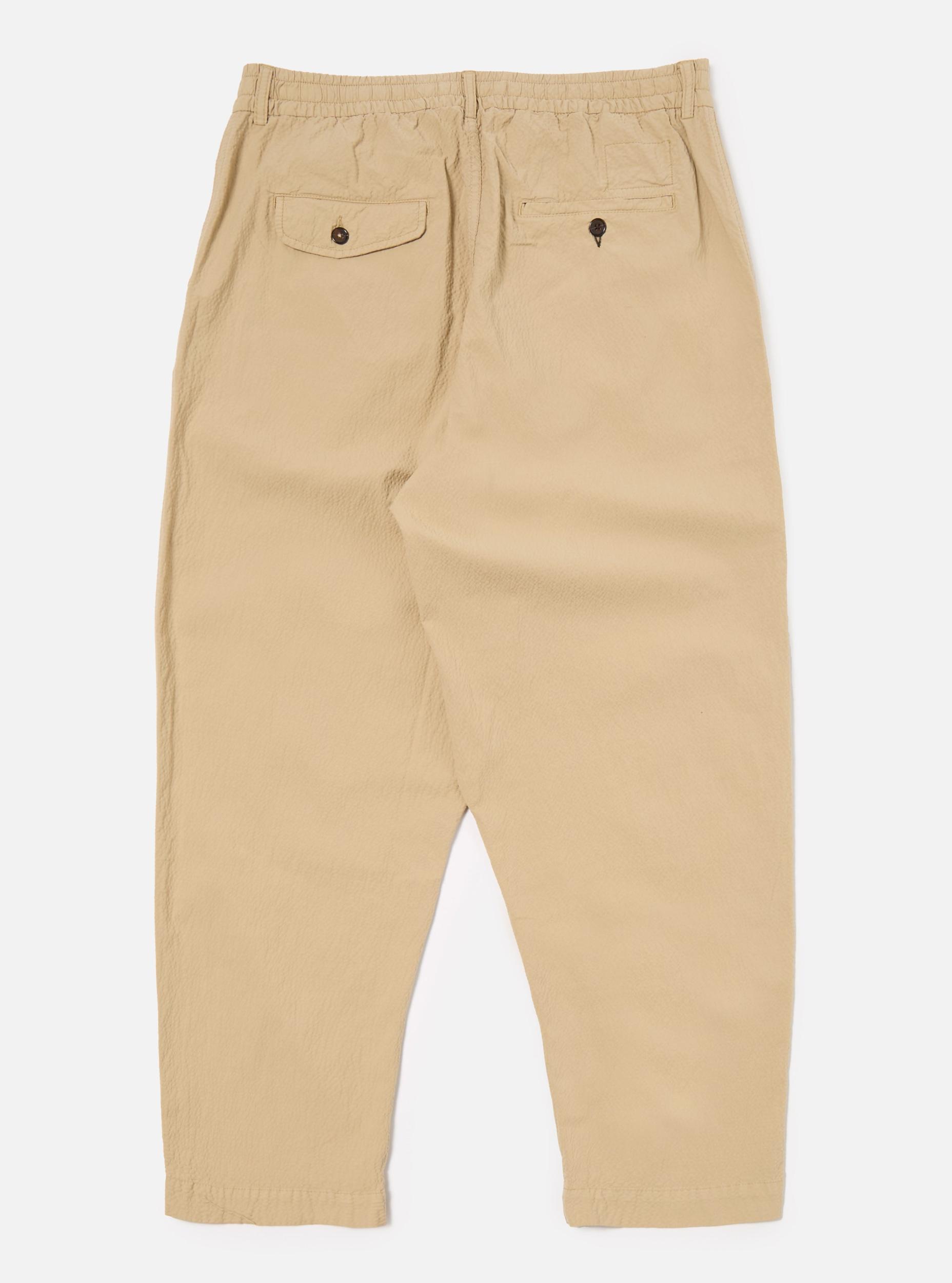 Universal Works Pleated Track Pant in Sand Seersucker II Product Image