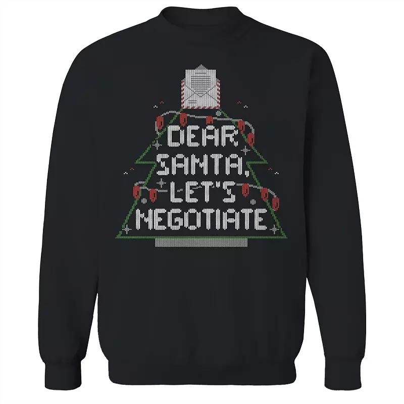 Men's Dear Santa Negotiate Christmas Sweater Graphic Sweatshirt, Size: Small, Black Product Image