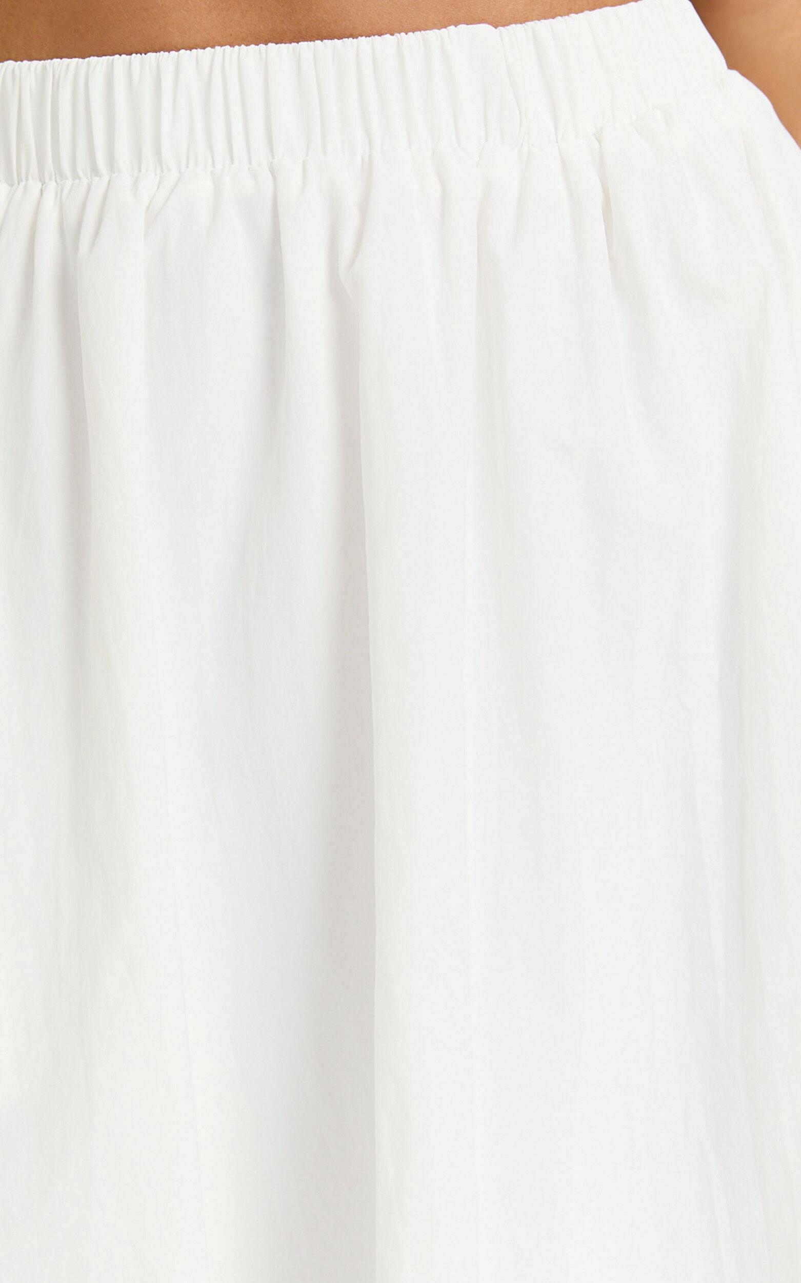Abbey Midi Skirt - Bubble Hem Skirt in White Product Image