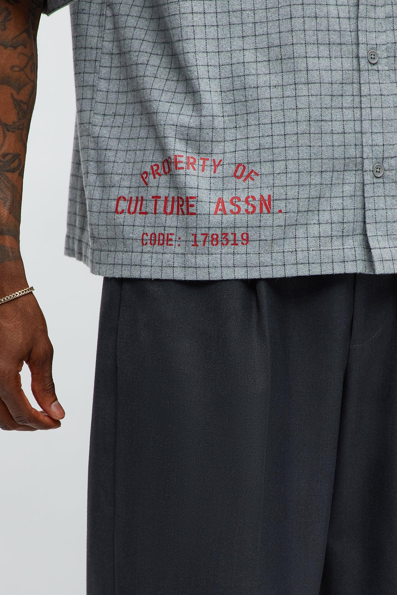 Art Dept. Cropped Button Up Shirt - Grey Male Product Image