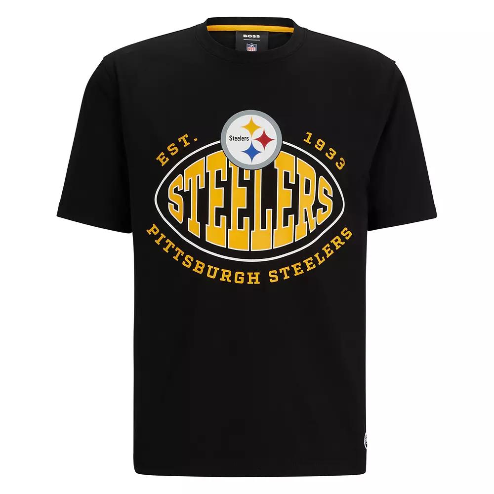 Men's BOSS X NFL Black Pittsburgh Steelers Trap T-Shirt,  Product Image