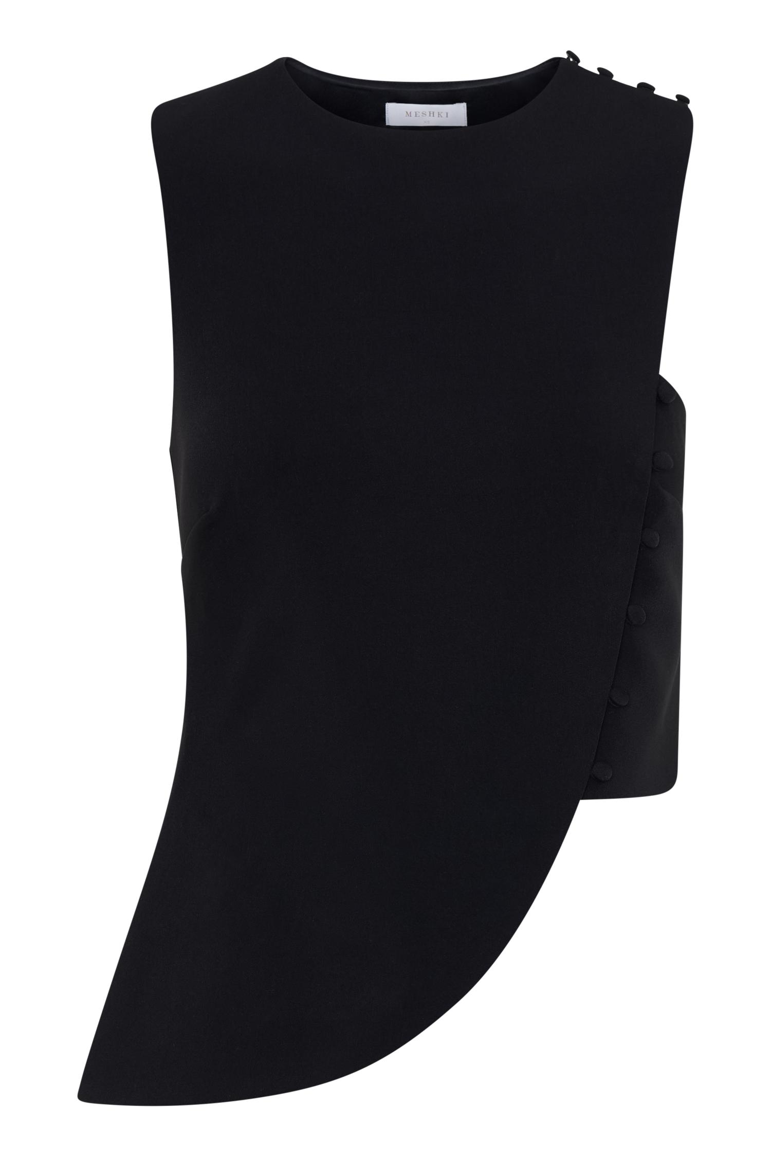 Astrid Asymmetric Sleeveless Suiting Top - Black Product Image