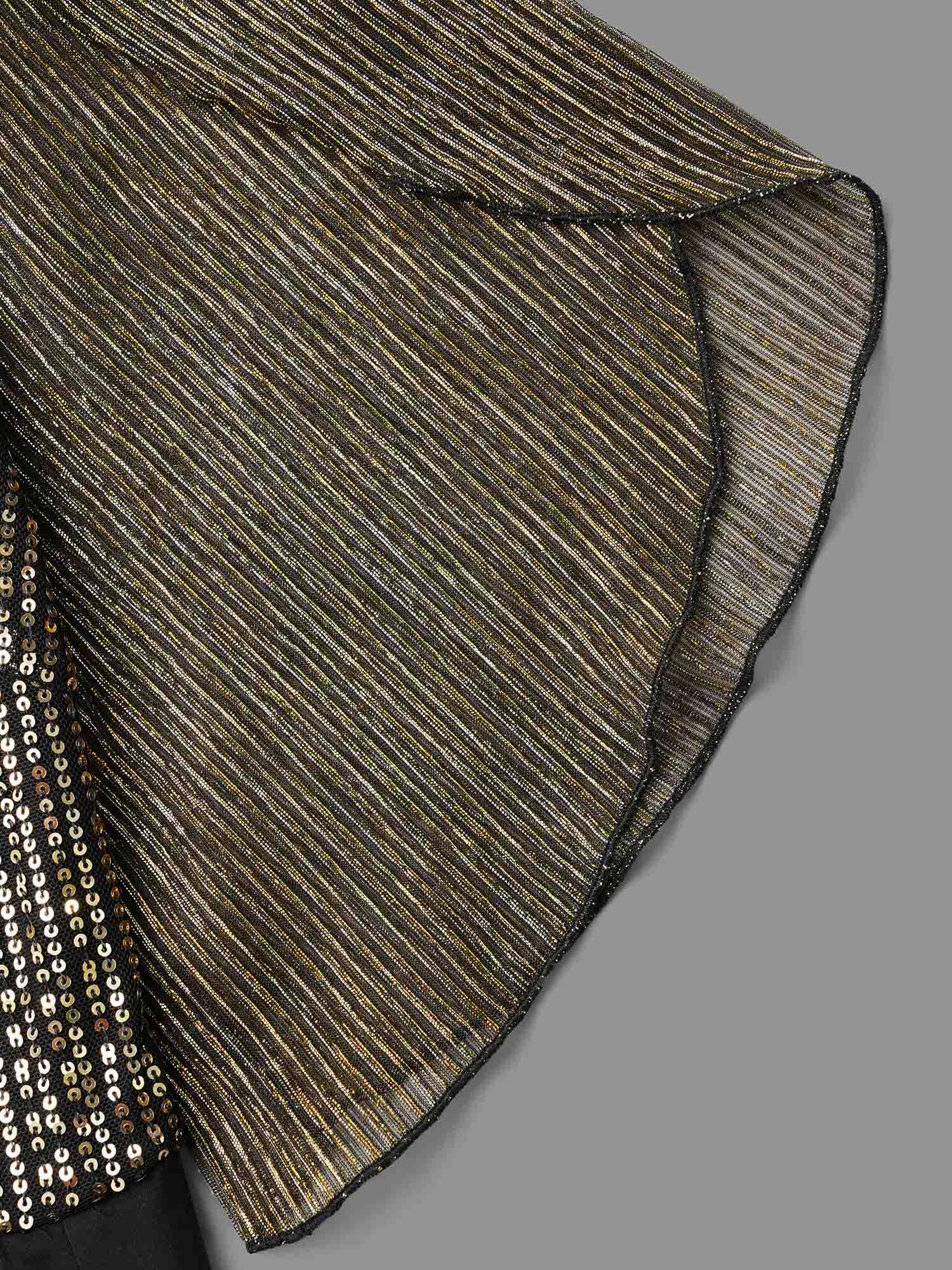 Sequin Mesh Petal Sleeve Midi Dress Female Product Image