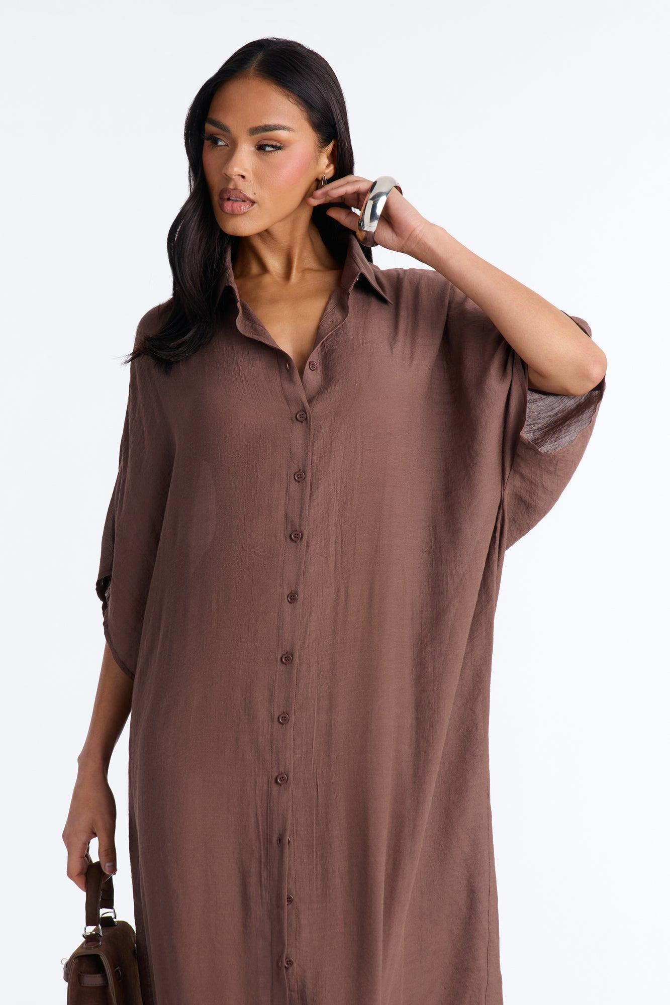 Lazy Summer Daze Cover Up Dress - Chocolate Female Product Image