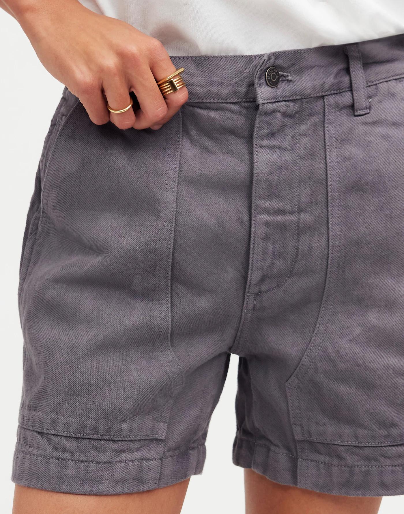 Madewell x MN Dye Studio Denim High-Rise Mid-Length Workwear Shorts Product Image
