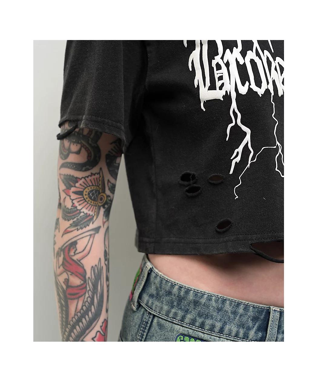 Broken Promises Lightning Black Wash Crop T-Shirt Product Image