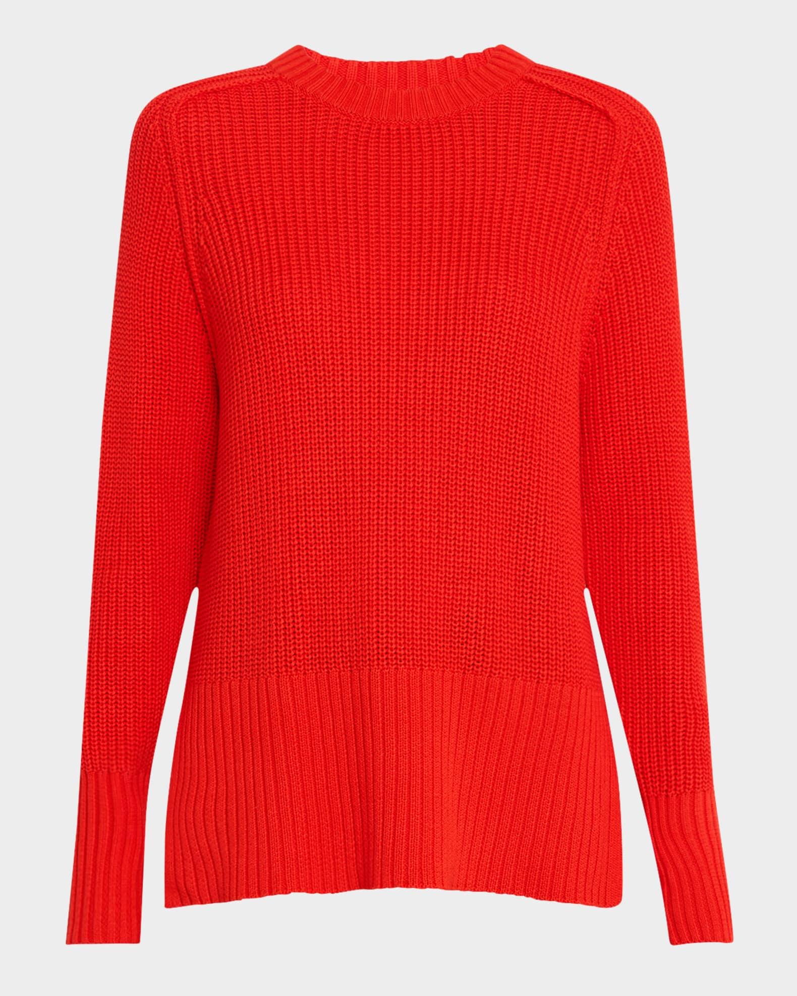 Saddle-Sleeve Cotton Crewneck Sweater Product Image