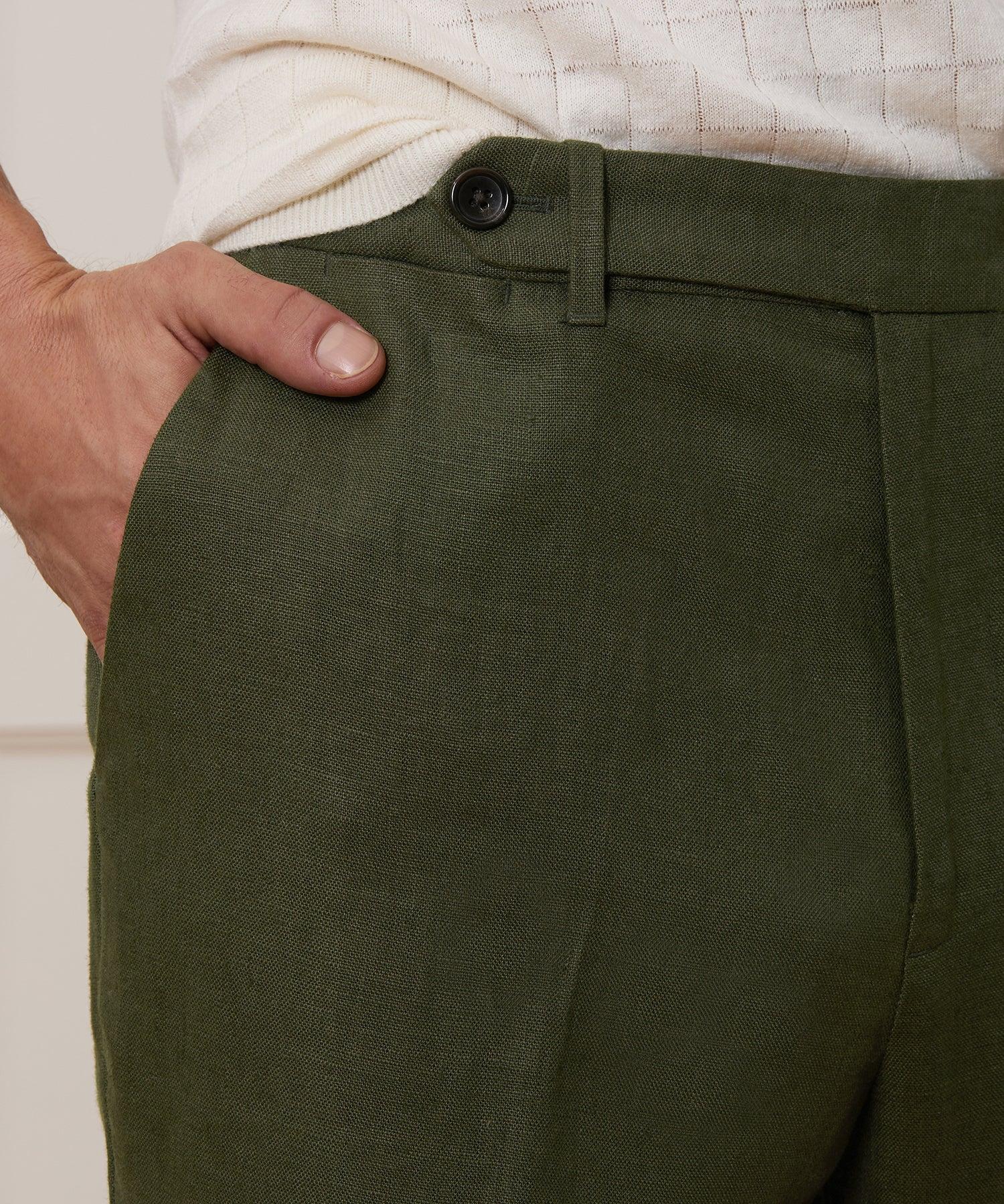 Straight Fit Linen Tab Trouser Product Image
