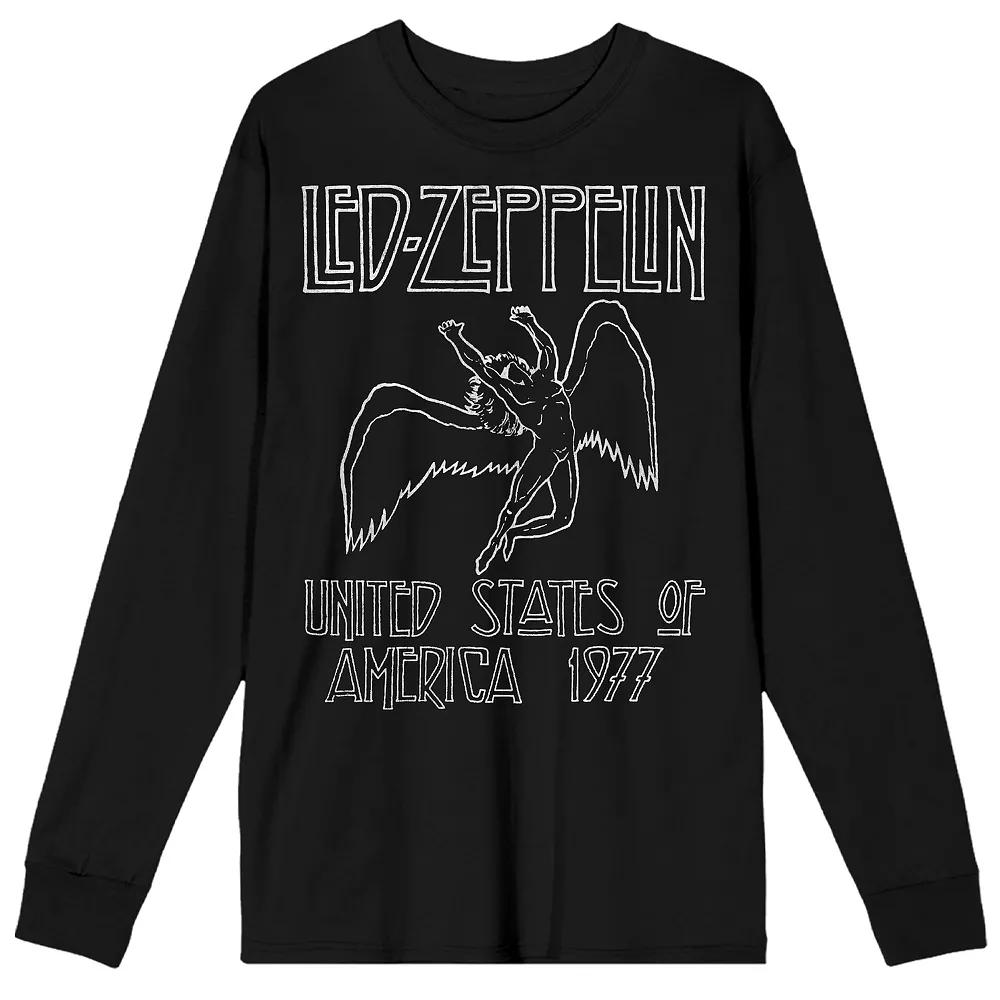 Men's Led Zeppelin Drawn Falling Icarus 1977 Tour Long Sleeve Graphic Tee,  Product Image