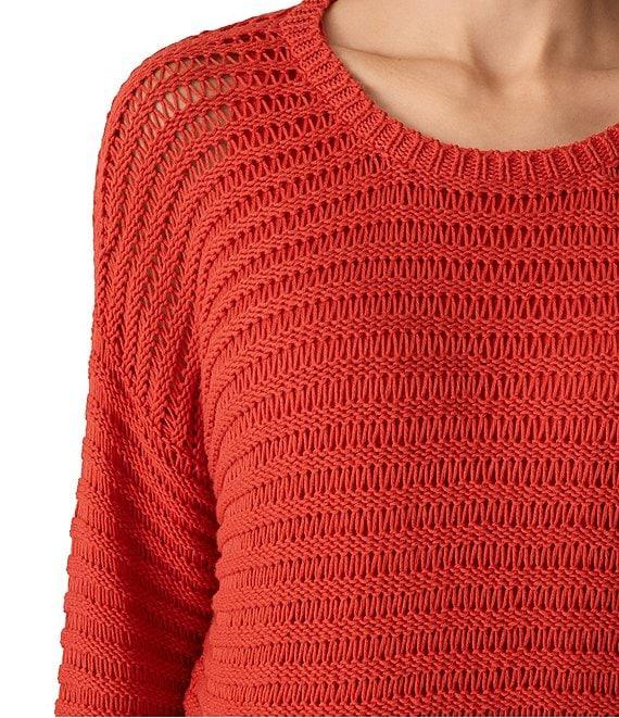 Eileen Fisher Organic Cotton Knit Crew Neck Long Sleeve Sweater Product Image
