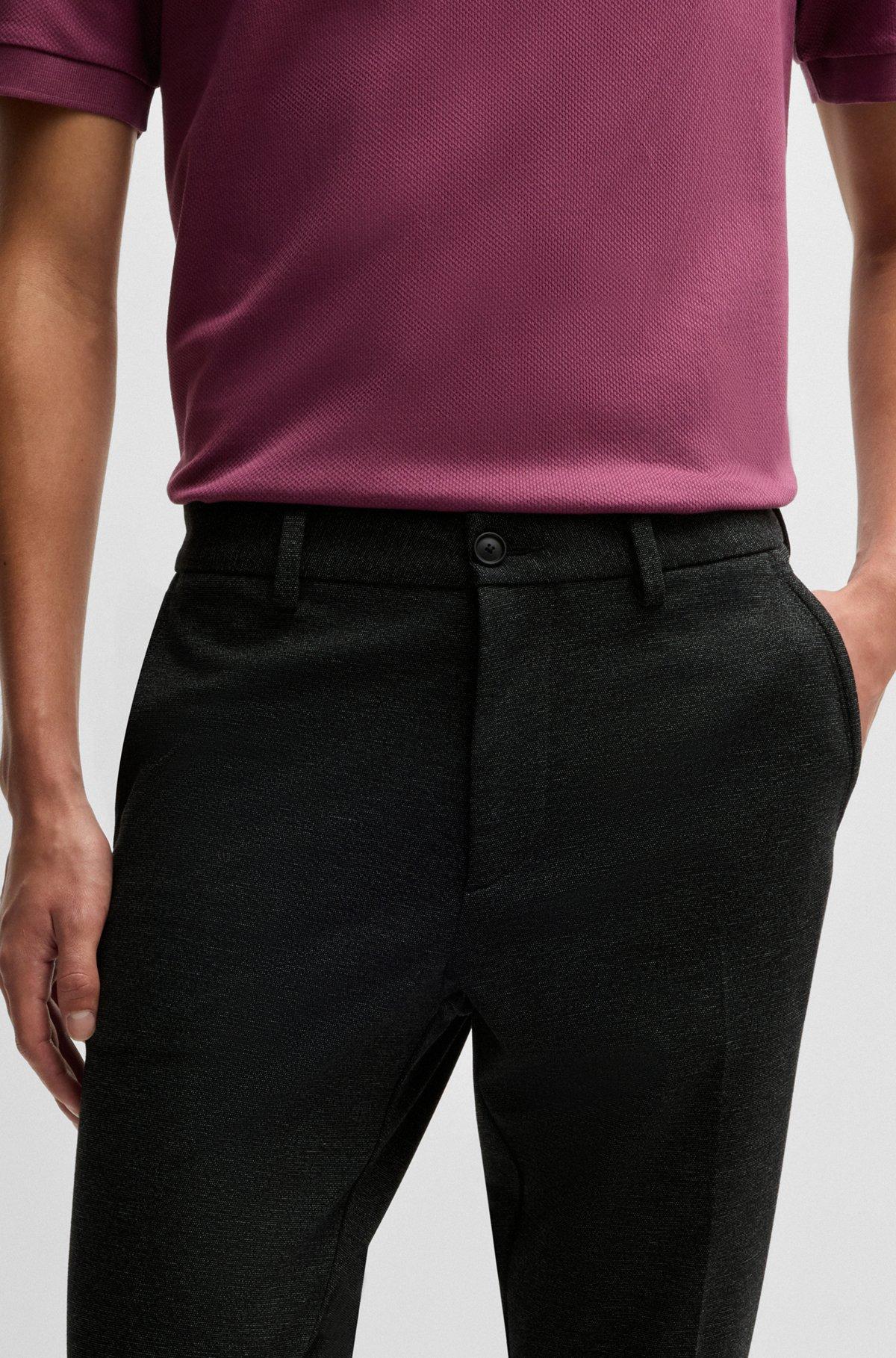 Slim-fit trousers in salt-and-pepper stretch jersey Product Image