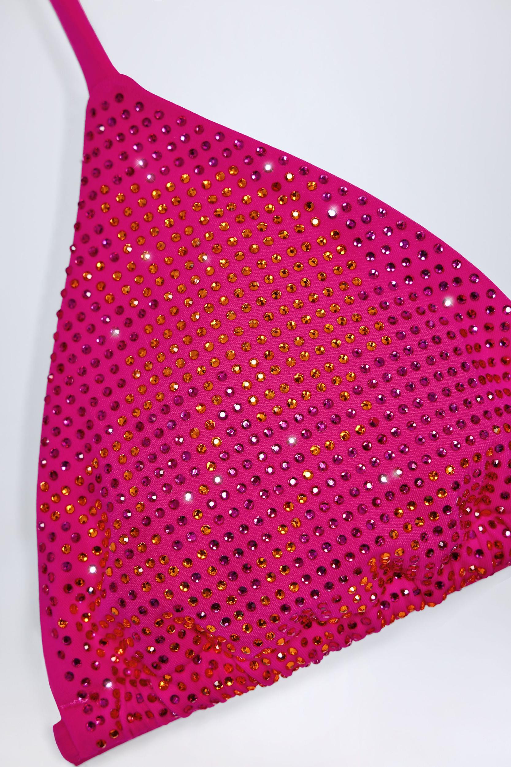 Triangle Bikini Top in Pink Tropical Print Product Image