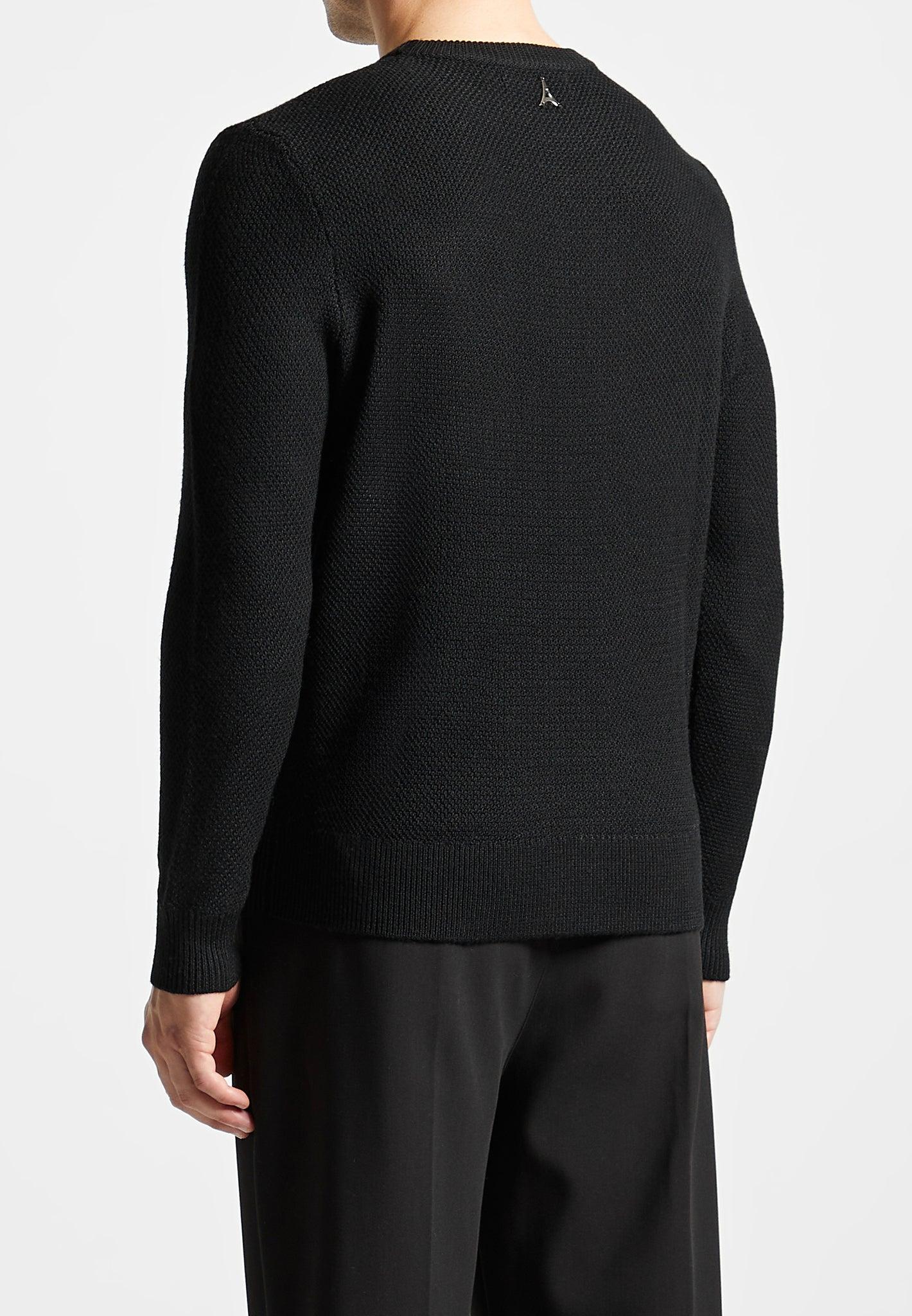 Gabin - Textured Wool Blend Jumper - Black Male Product Image