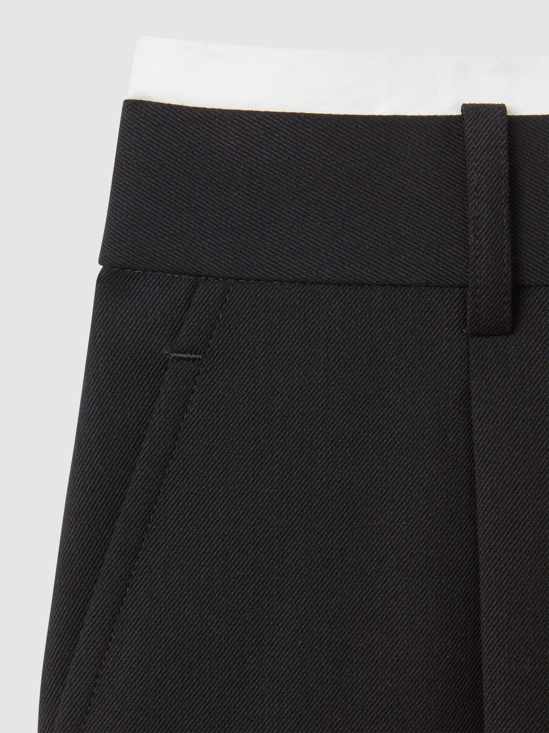 Tailored Wool Blend Contrast Trim Shorts in Black Product Image