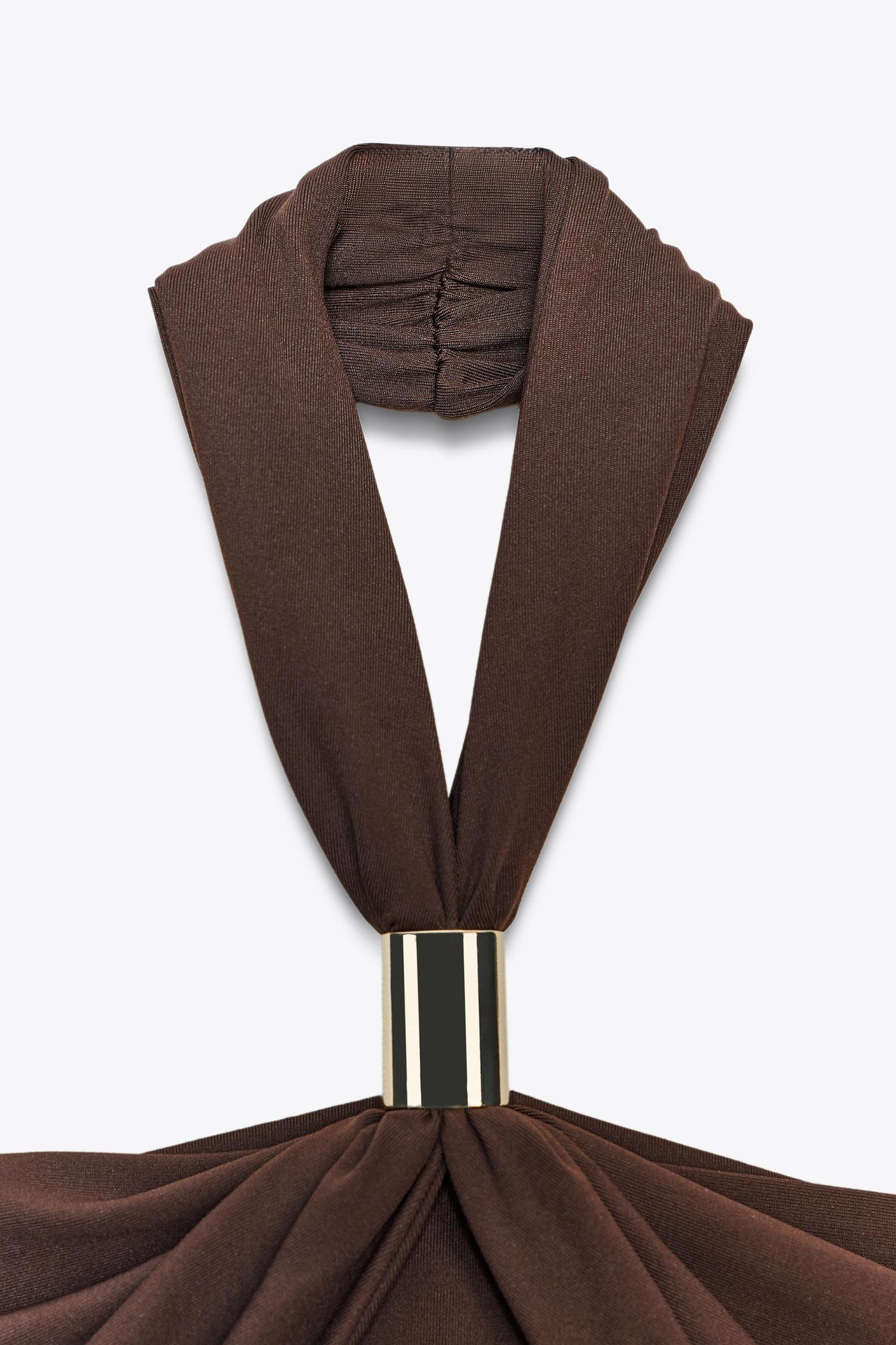 HALTER POLYAMIDE BODYSUIT WITH METAL DETAIL Product Image