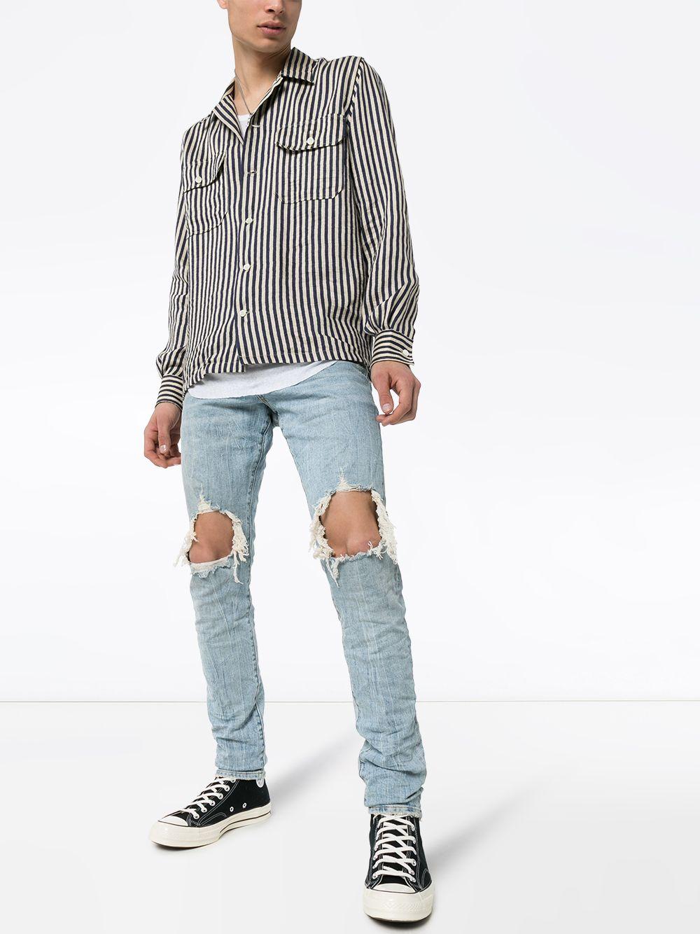 distressed-finish slim fit jeans Product Image