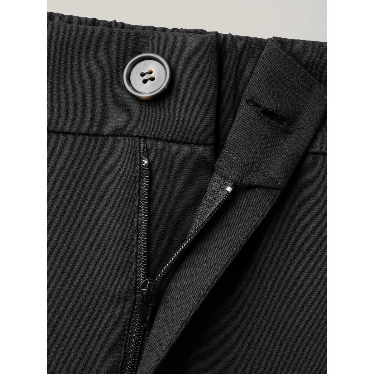 Plus Size Pleated Loop Straight-Leg Pants Women Black At the Office Straight Leg Mid Rise Office Pants BloomChic 26/4X Product Image