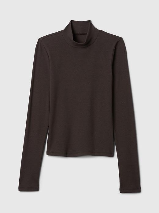 Modern Rib Mockneck Crop Shirt Product Image