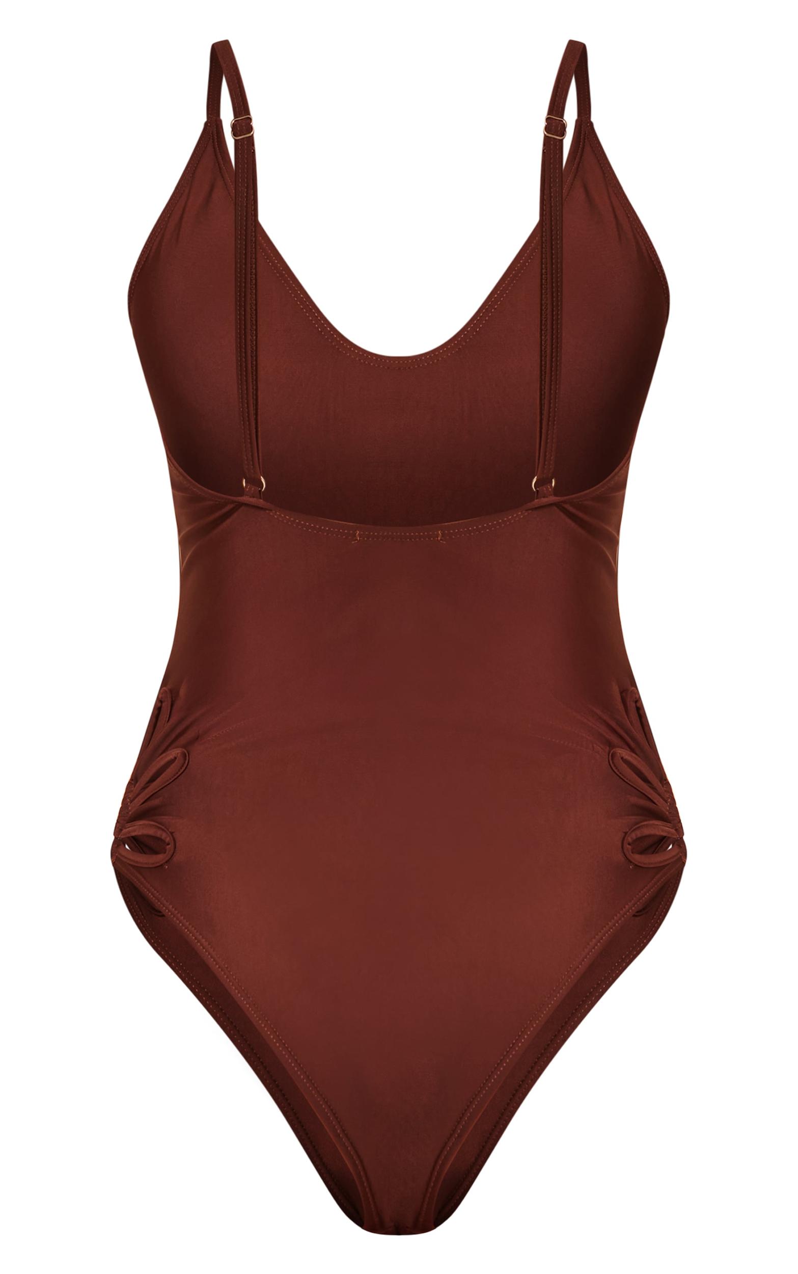 Chocolate Cut Out Hip Detail Swimsuit Product Image