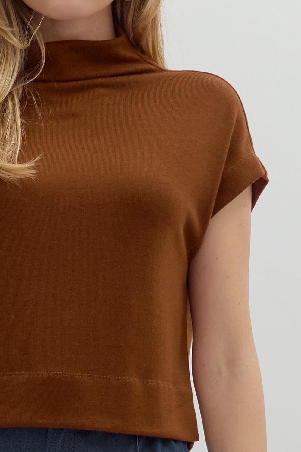Rust Mock Neck Pullover Product Image