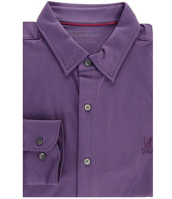 Psycho Bunny Jackson Classic Fit Stretch Knit Spread Collar Solid Dress Shirt Product Image