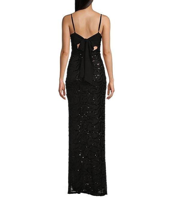 Lulus Ardmore Square Neck Sequin Long Dress Product Image