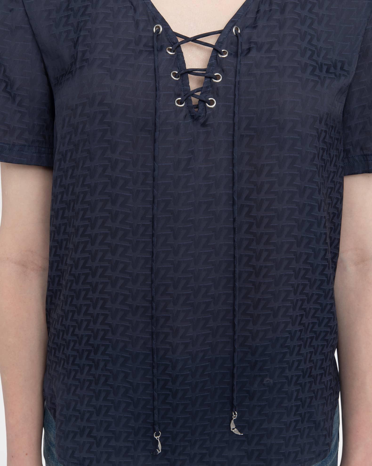 Terzo Jacquard Satin Lace-Up Top Product Image