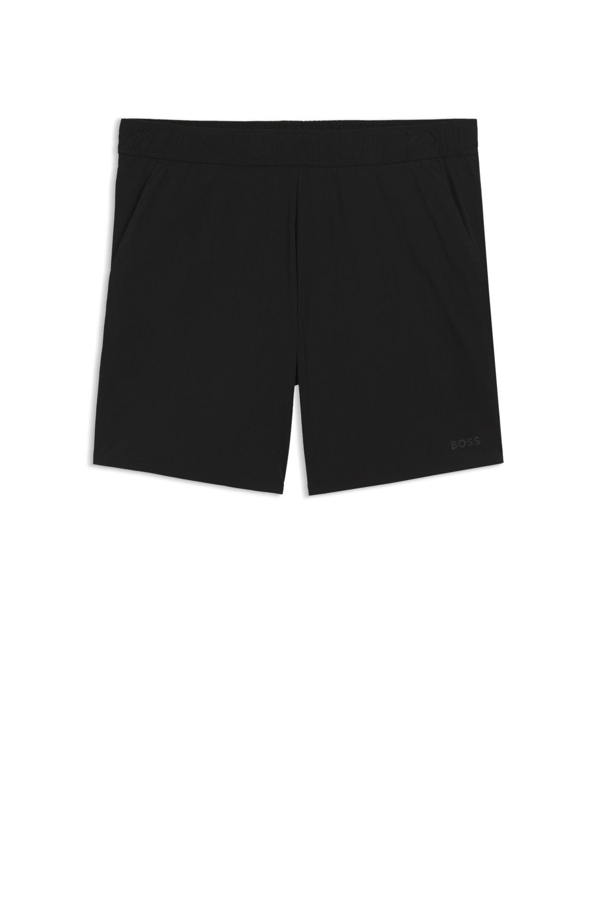 BOSS - Active double-layer shorts in quick-dry fabric - Black Product Image