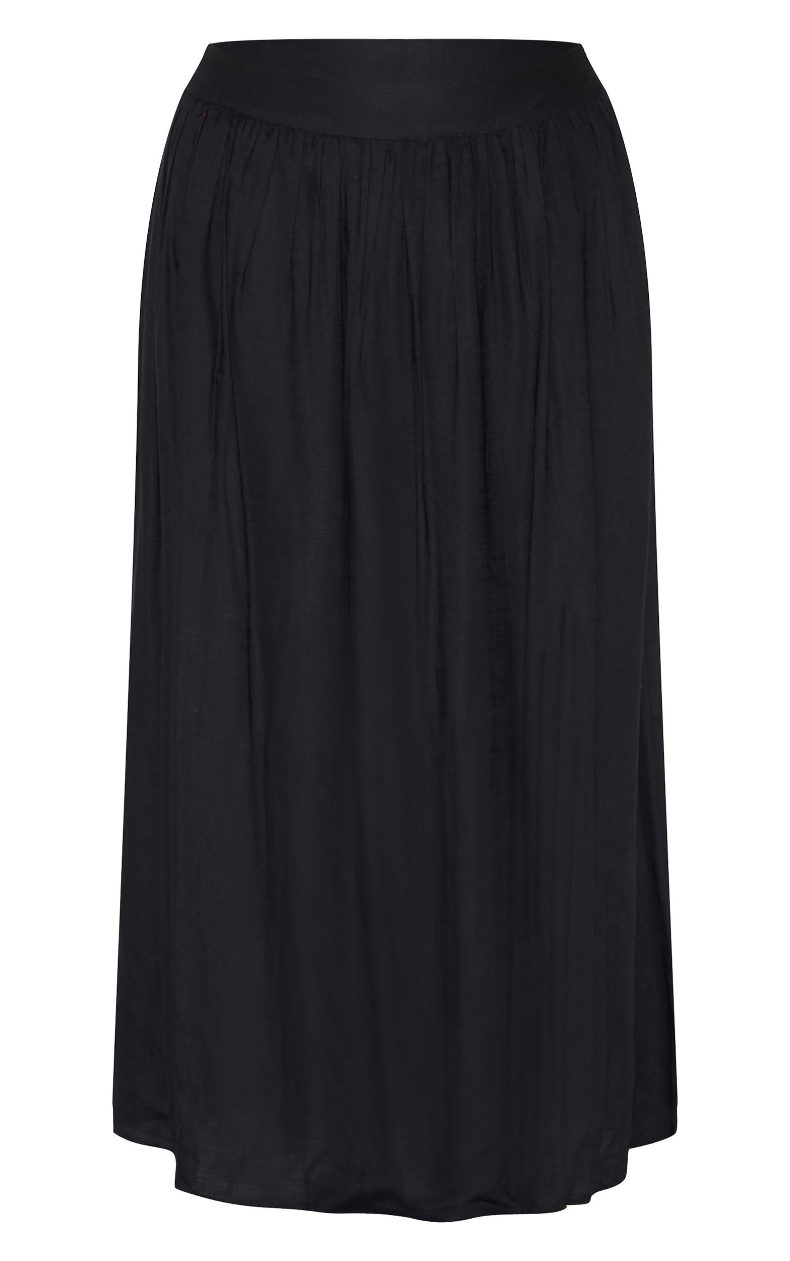 Plus Black Cotton Pleated Maxi Skirt Product Image