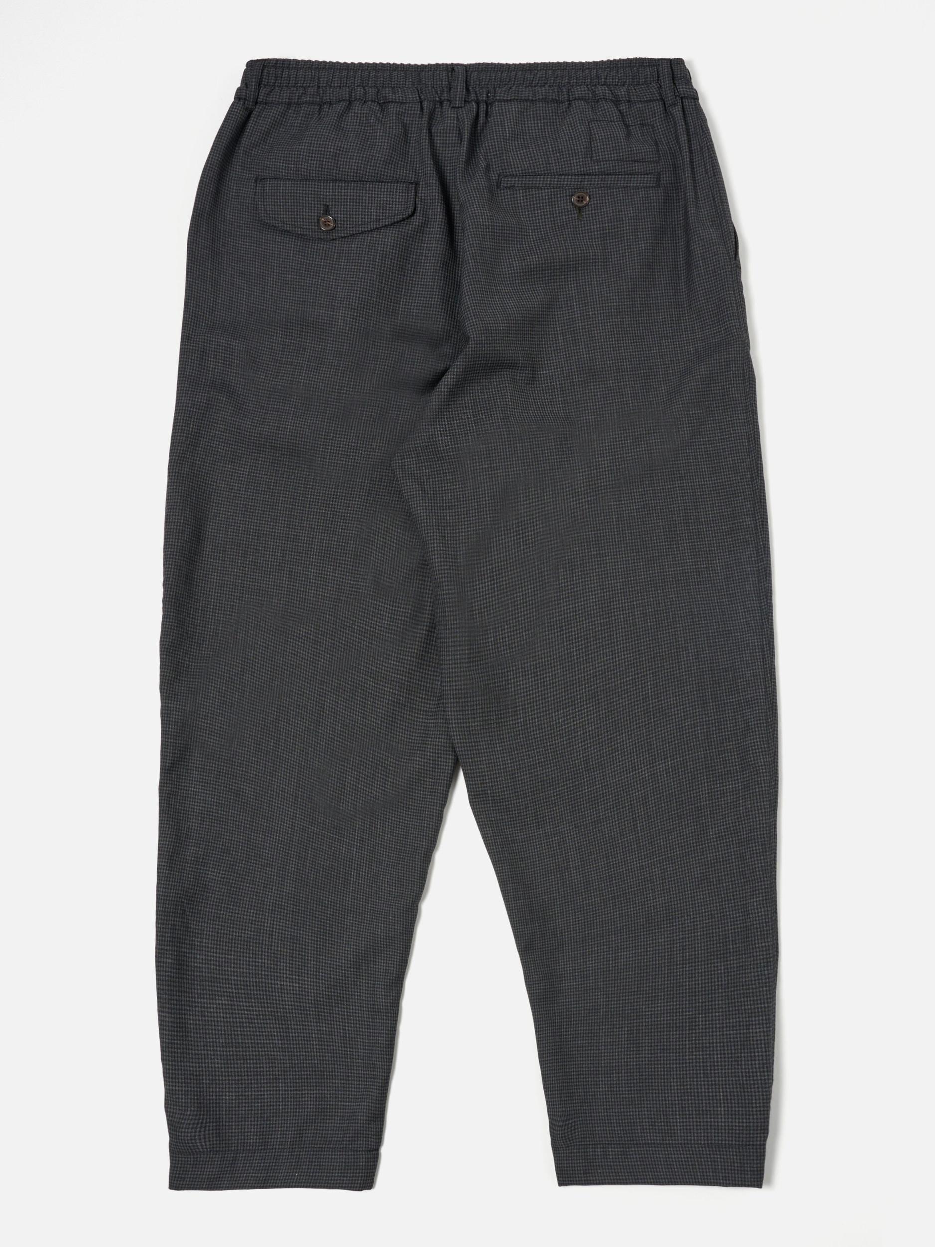 Black Mini Check Pleated Track Pant Product Image