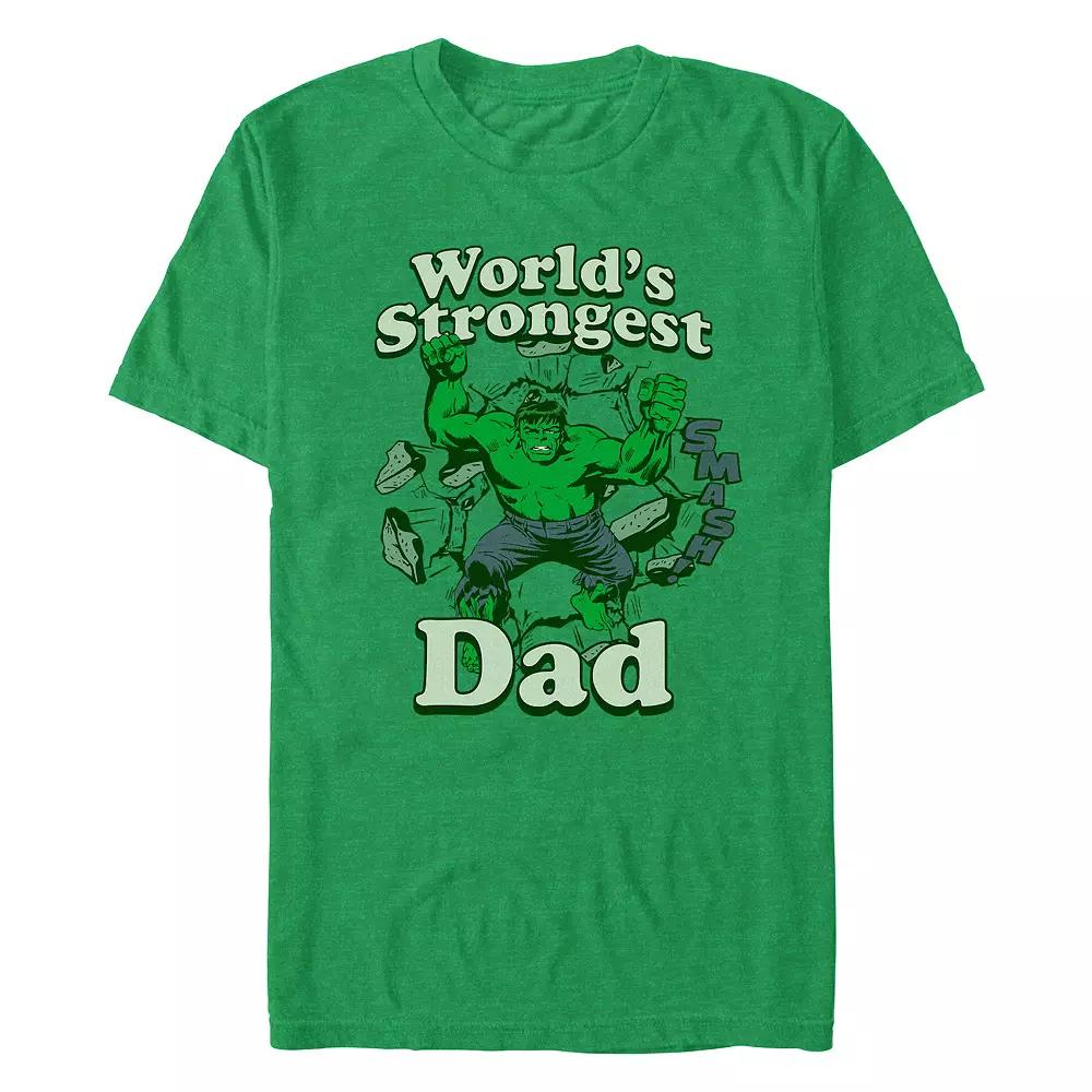 Men's Marvel The Incredible Hulk World's Strongest Dad Graphic Tee, Size: Small, Kelly Grey Product Image
