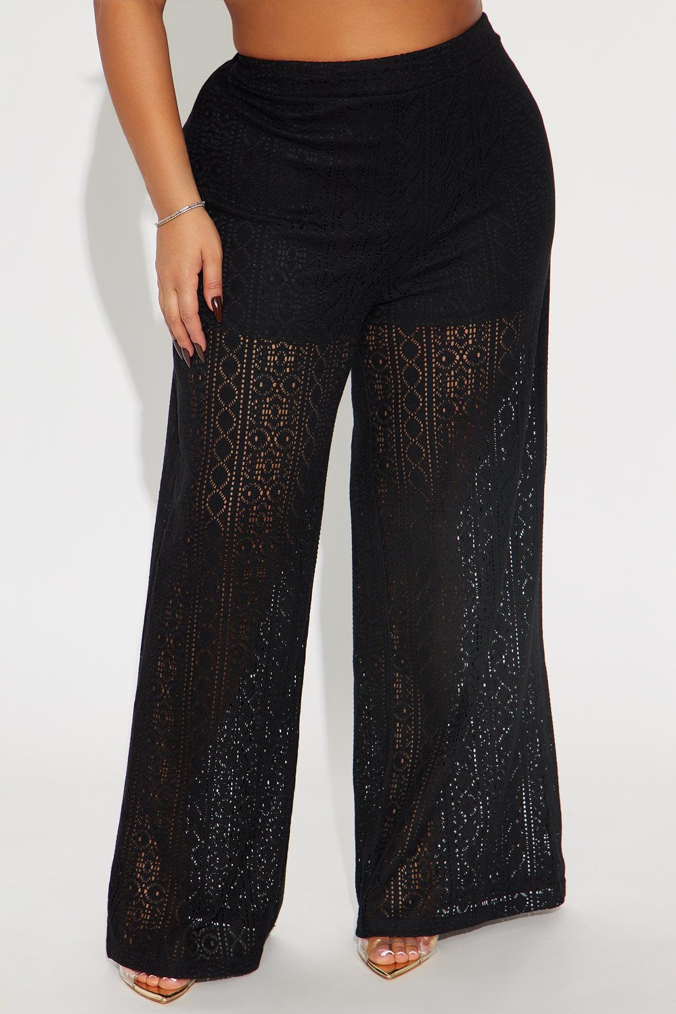 Soleil Dance Crochet Wide Leg Pant - Black Product Image
