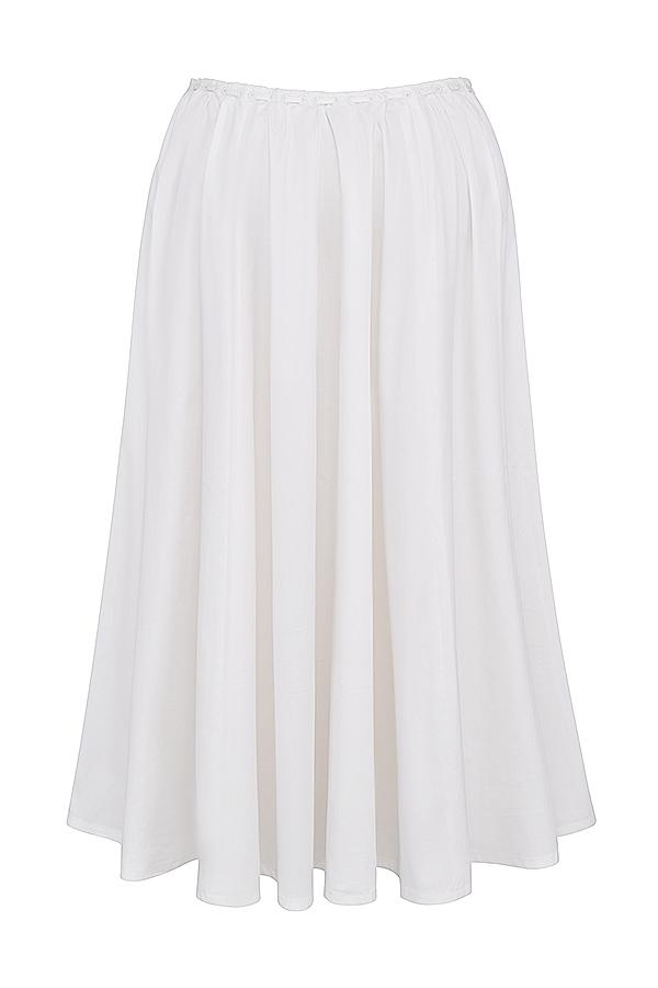 Cora  white gathered midi skirt - sale Product Image