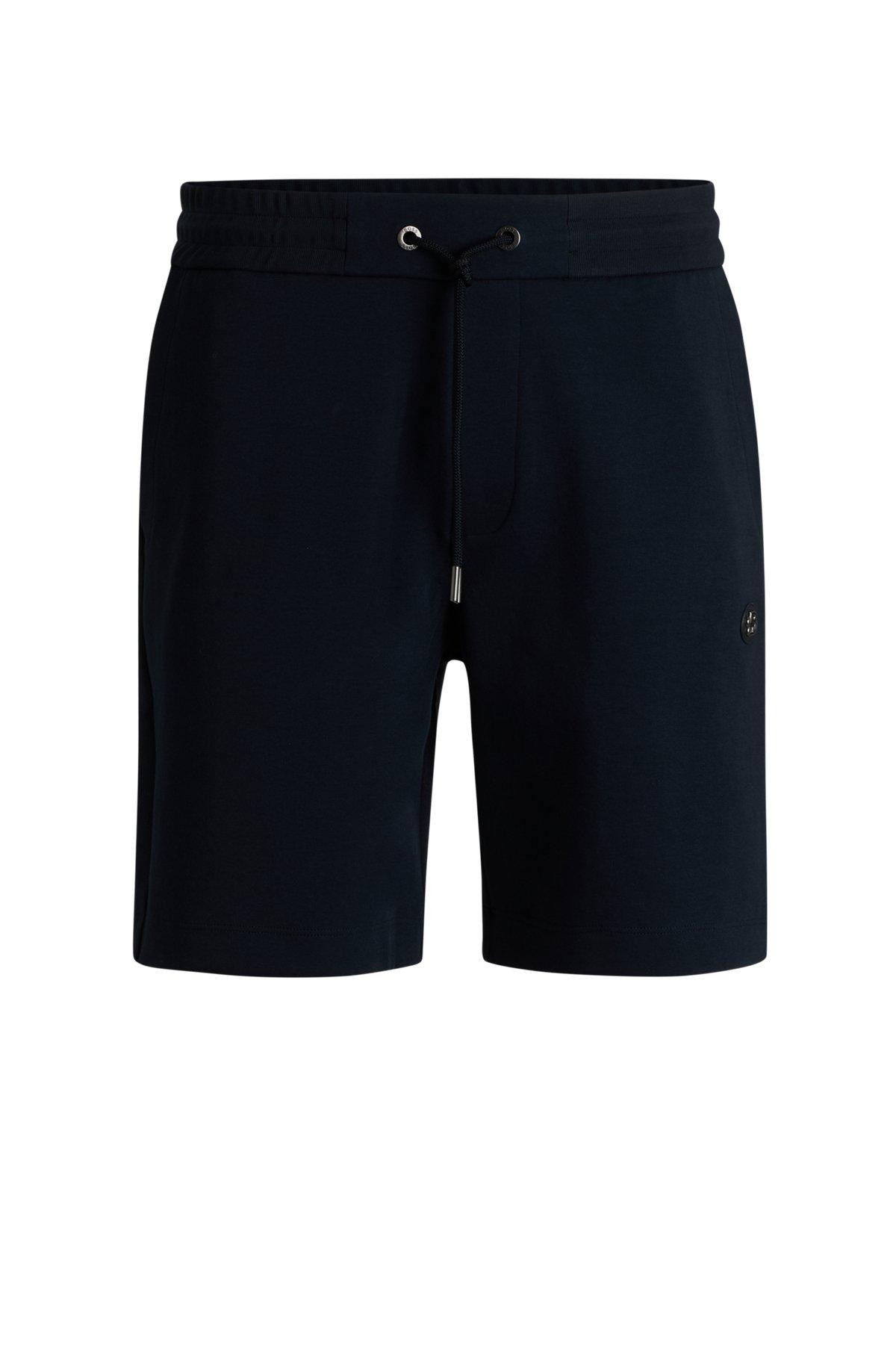 BOSS - Shorts with metallic Double B monogram - Dark Blue Product Image